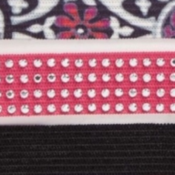 Vera Bradly Stretch Hair Ties Scroll Medallion, Black, White, Pink - Picture 3 of 5